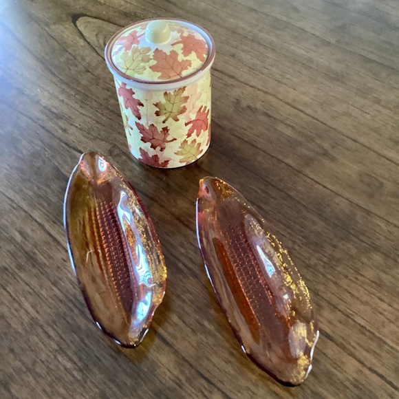 Indiana Glass Corn On The Cob Holder Pair Amber Vintage EUC - Picture 6 of 13